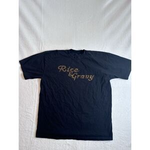 Zero Fatigue Smino Rice & Gravy‎ Black Short Sleeve Shirt Men's Large Stain *